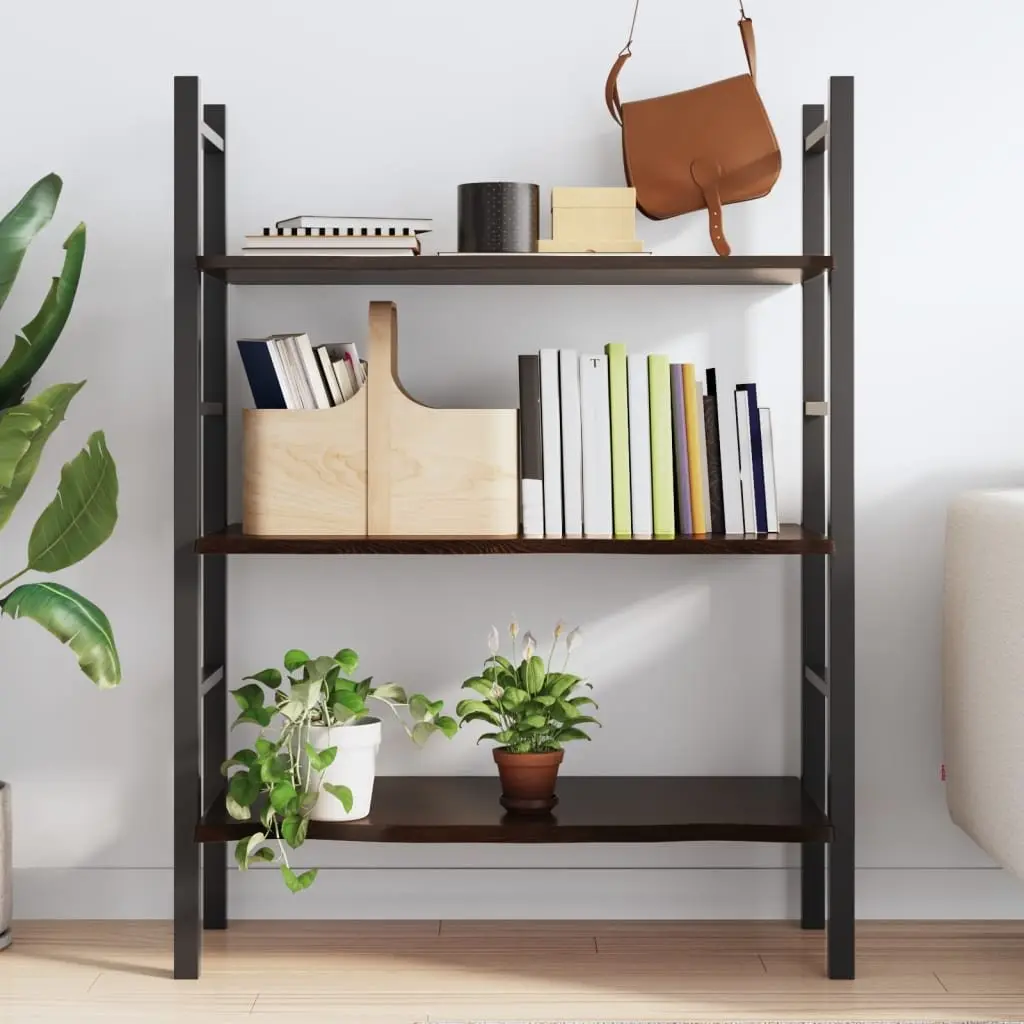 Rustic Dark Brown Oak Solid Wood Wall Shelf 100x60x2 cm