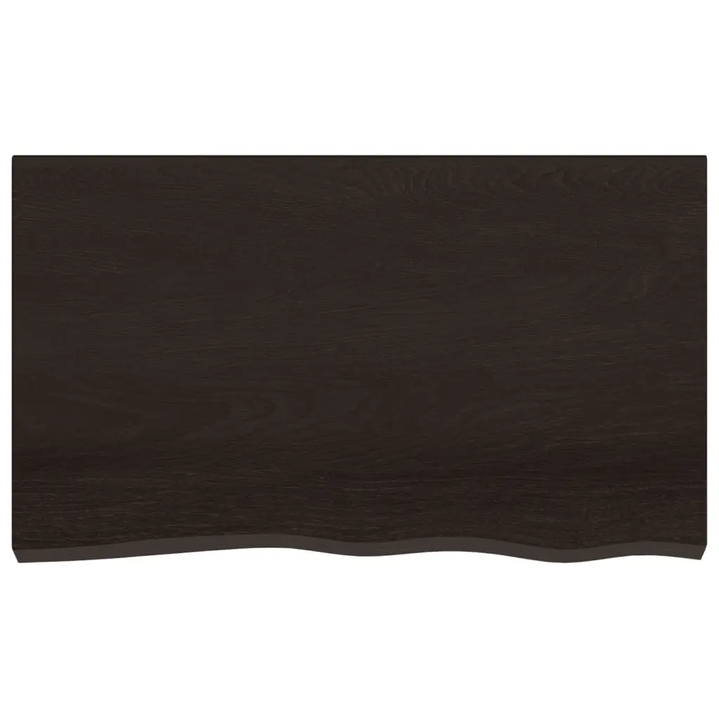 Rustic Dark Brown Oak Solid Wood Wall Shelf 100x60x2 cm