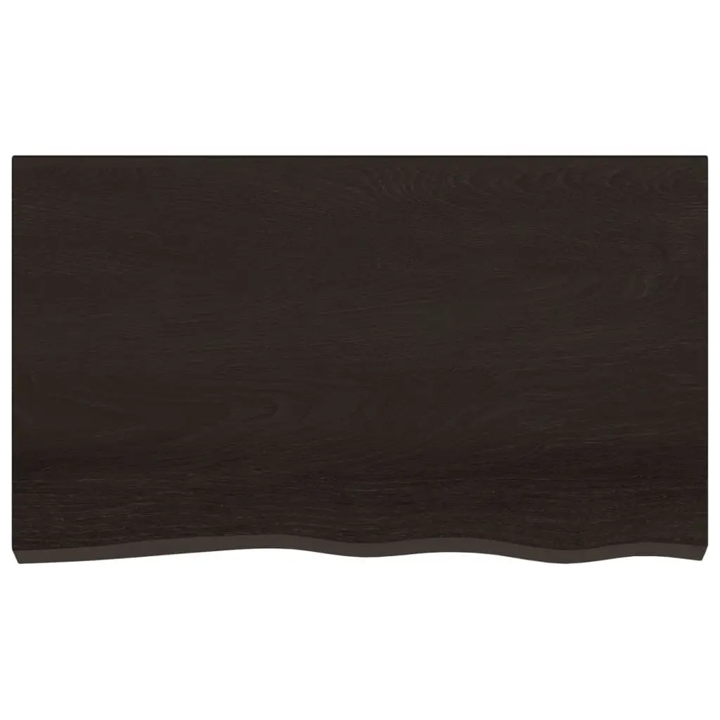 Rustic Solid Oak Wood Wall Shelf 100x60cm in Dark Brown