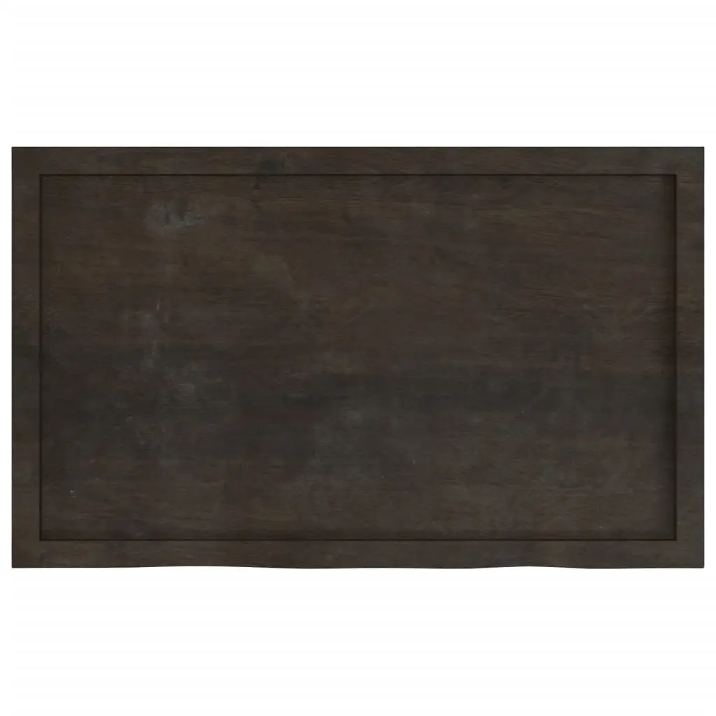 Rustic Dark Brown Solid Oak Wood Wall Shelf with Live Edge