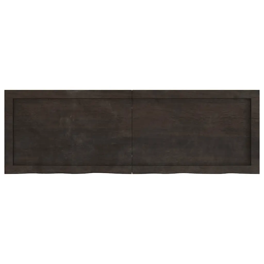 Dark Brown Solid Oak Wood Wall Shelf 120x40cm