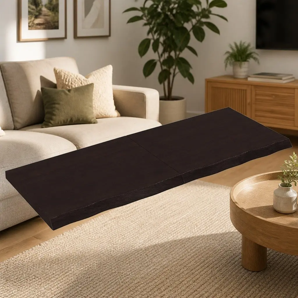 Rustic Folding Wall Shelf in Dark Brown Solid Oak