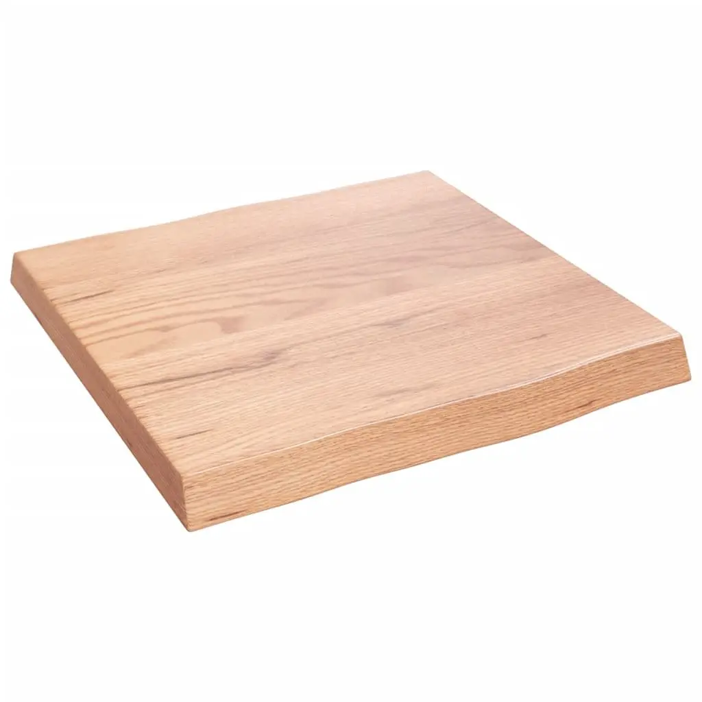 Solid Oak Wood Table Top Light Brown Live Edge 40x40cm Treated Tabletop