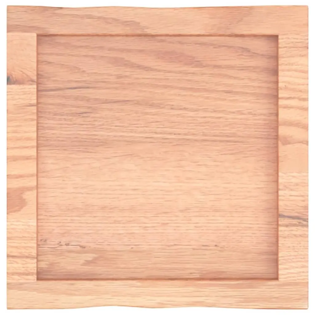 Solid Oak Wood Table Top Light Brown Live Edge 40x40cm Treated Tabletop