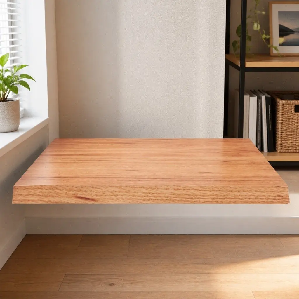 Solid Oak Wood Tabletop with Live Edge, 60x50cm