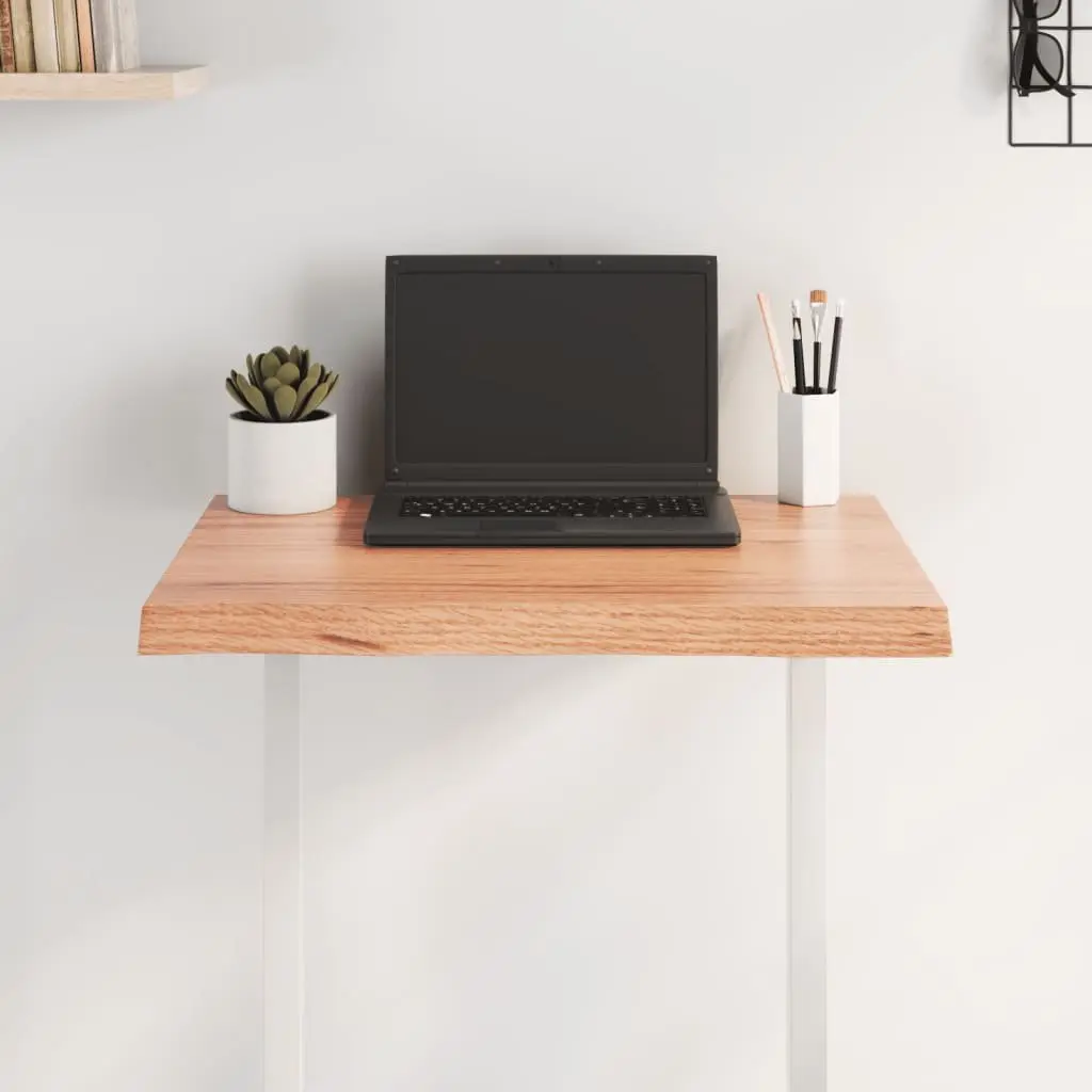 Solid Oak Wood Tabletop with Live Edge, 60x50cm