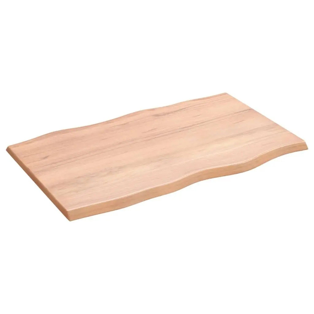 Oak Wood Table Top Brown Live Edge 80x50x2cm Varnished Surface