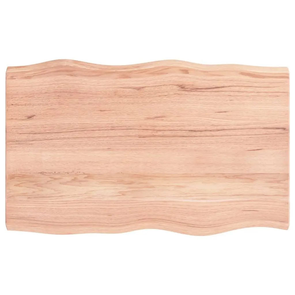Wooden Tabletop Solid Oak 80 x 50 x 2-4 cm Brown Live Edge Handcrafted Varnished Surface
