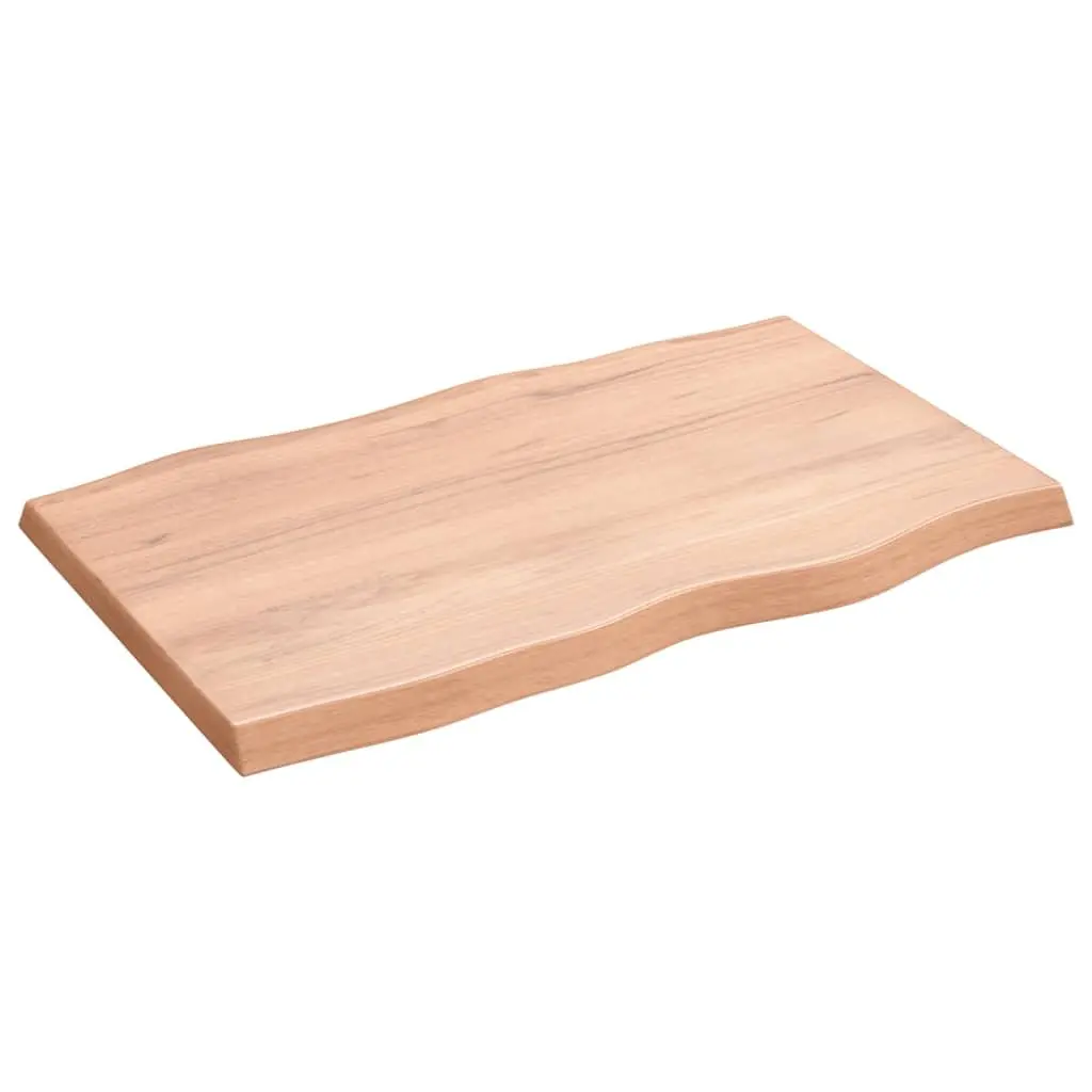 Wooden Tabletop Solid Oak 80 x 50 x 2-4 cm Brown Live Edge Handcrafted Varnished Surface