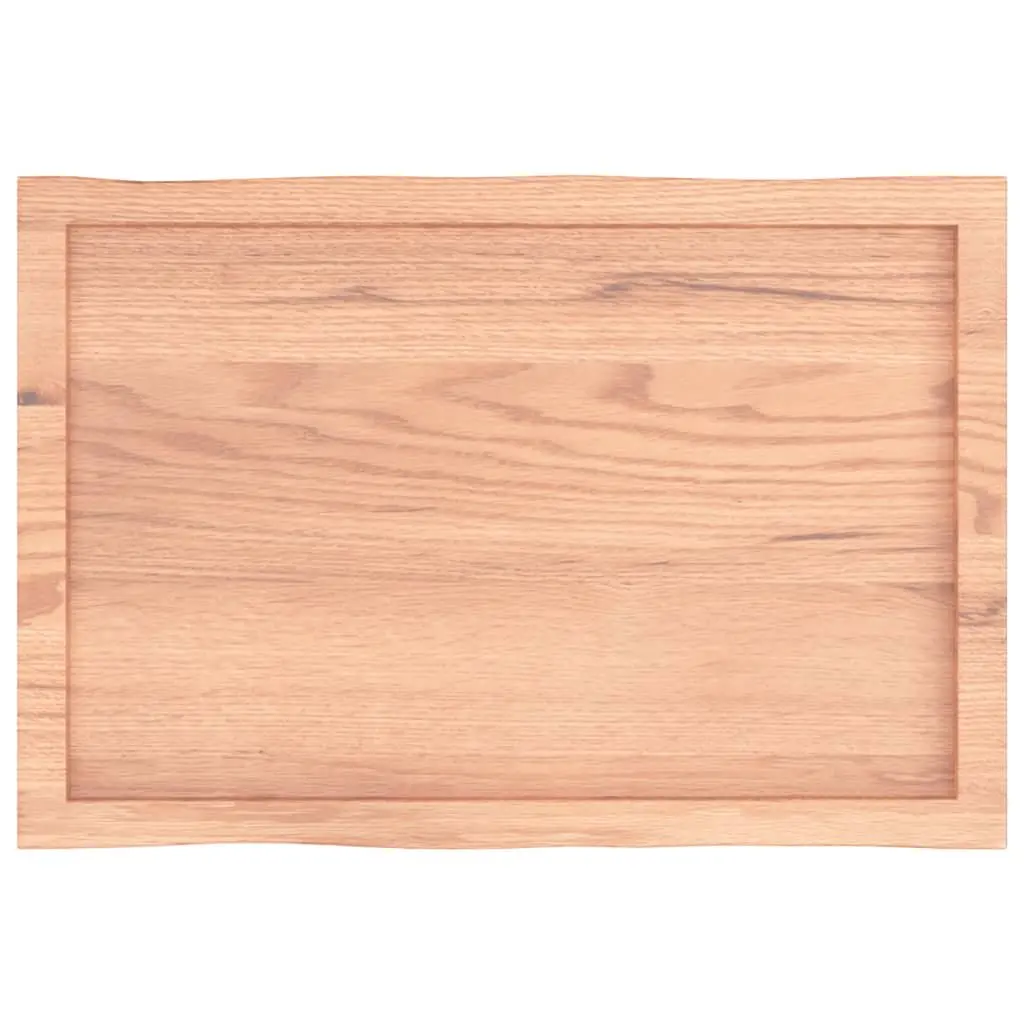 Wooden Tabletop Solid Oak 80 x 50 x 2-4 cm Brown Live Edge Handcrafted Varnished Surface