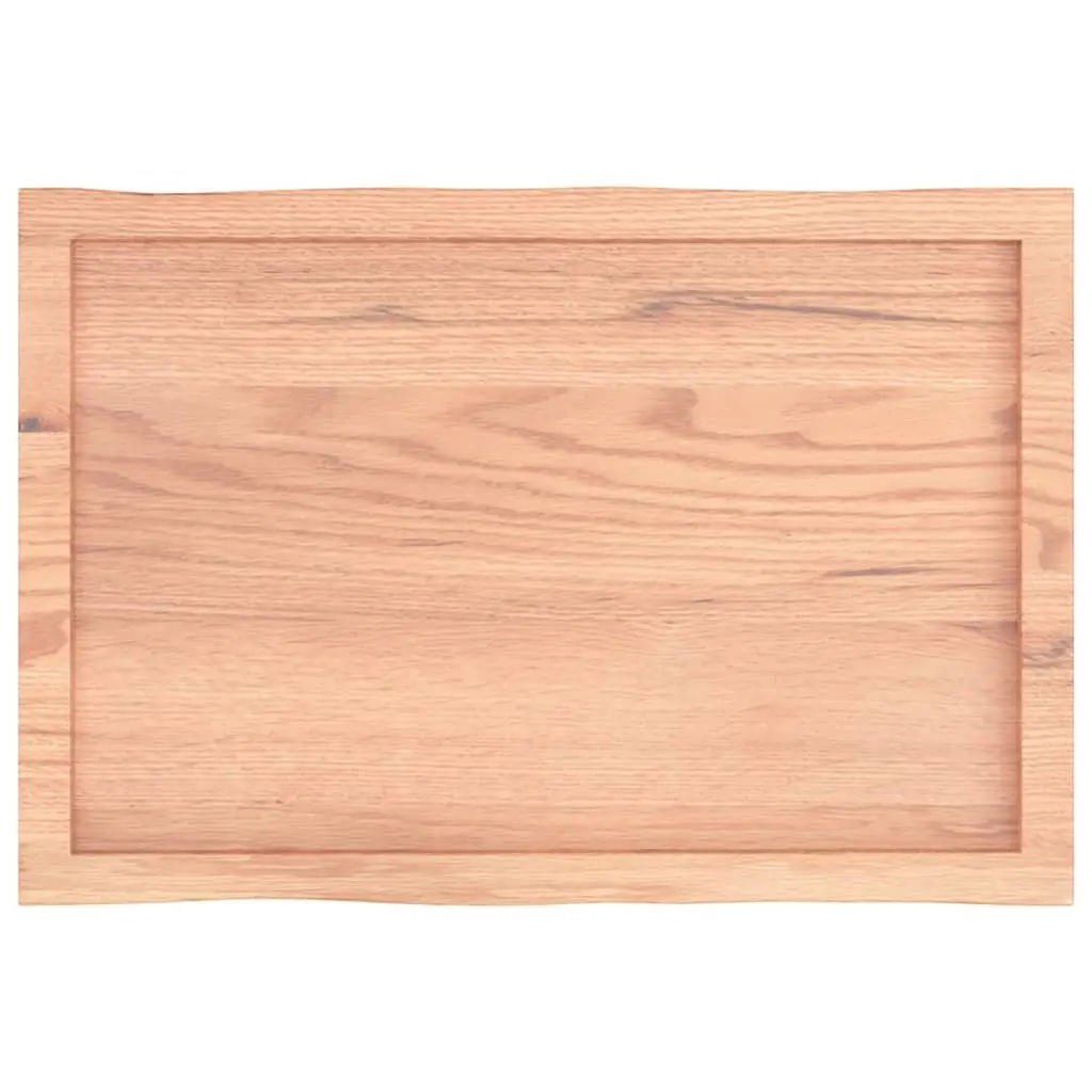 Live Edge Solid Oak Wood Table Top 80x50cm Brown