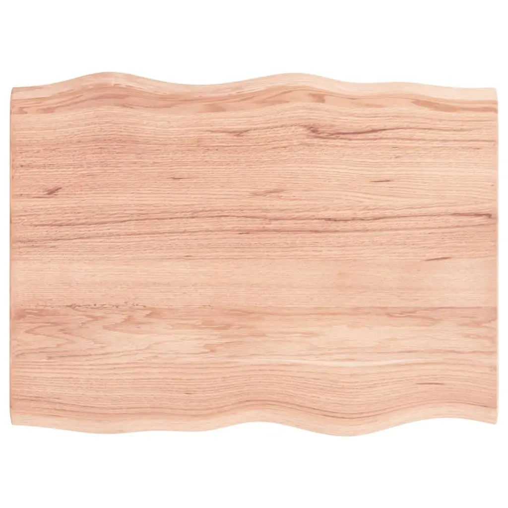 Solid Oak Table Top Live Edge Brown 80x60x2 cm Treated Wood