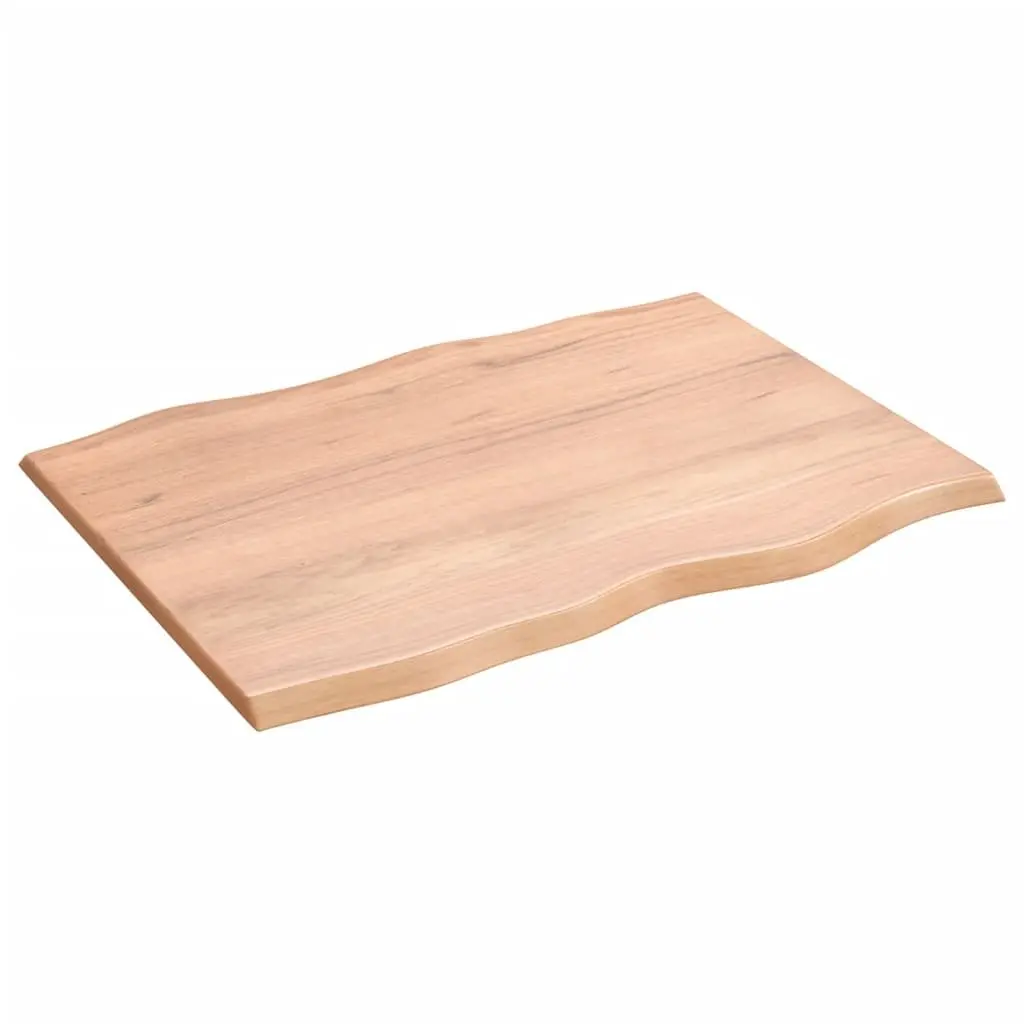 Solid Oak Table Top Live Edge Brown 80x60x2 cm Treated Wood