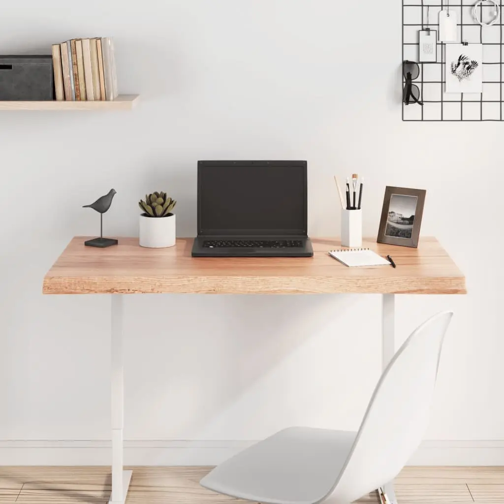 Handcrafted Solid Oak Wood Tabletop with Live Edge 100x50cm