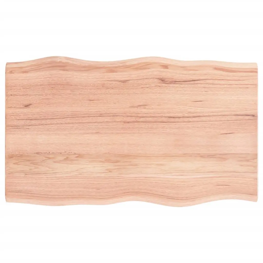 Table Top Light Brown Solid Oak Wood Live Edge Treated 100x60x2 cm Replacement