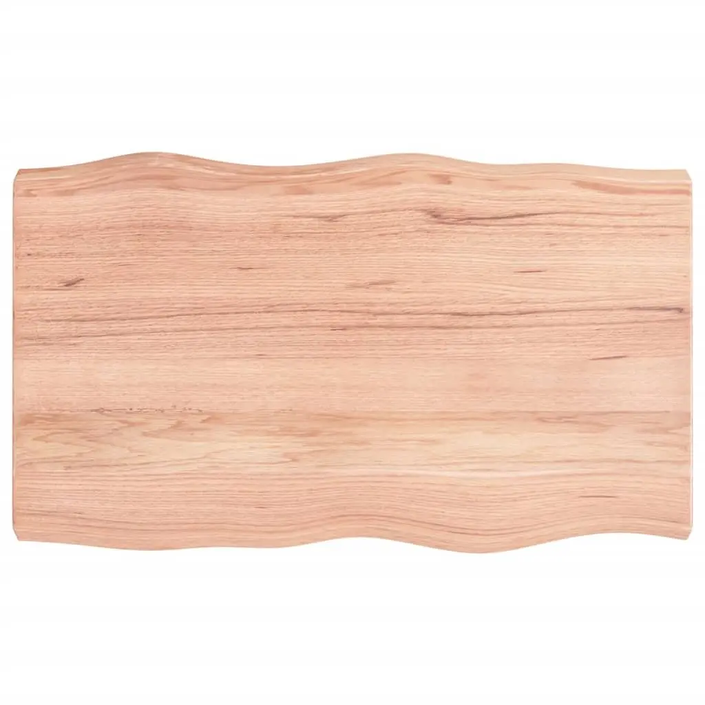 Live Edge Solid Oak Wood Tabletop Brown 100x60cm