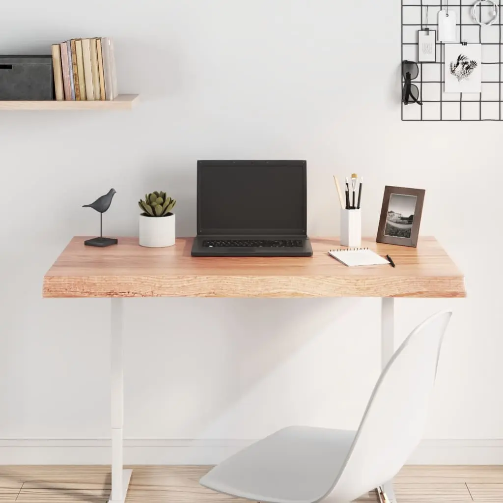 Live Edge Solid Oak Wood Tabletop Brown 100x60cm