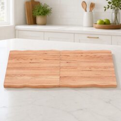 Handcrafted Solid Oak Wood Table Top with Live Edge 120x50cm