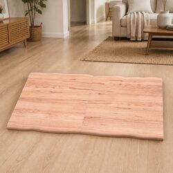 Solid Oak Brown Wooden Table Top with Live Edge 120x60cm