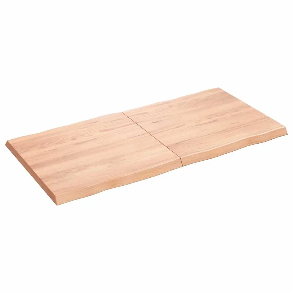 Solid Oak Brown Wooden Table Top with Live Edge 120x60cm