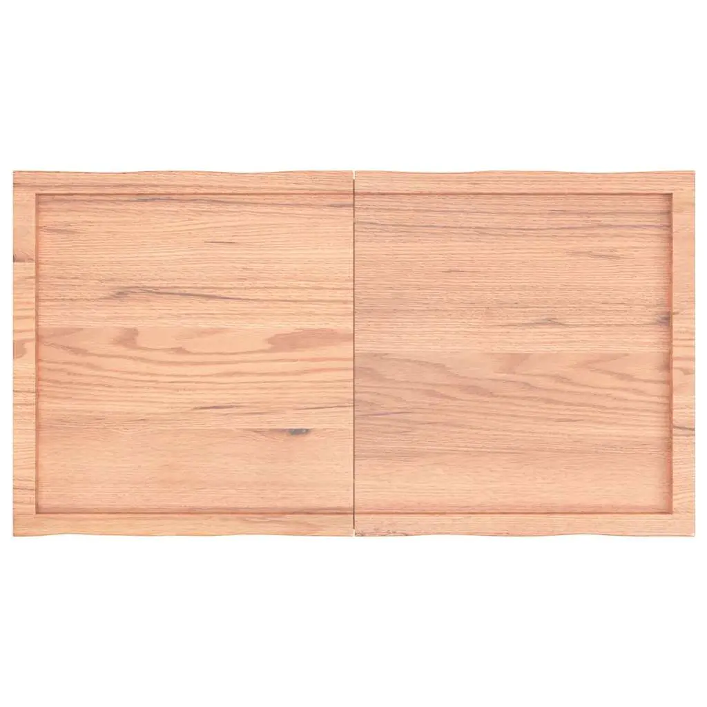 Solid Oak Brown Wooden Table Top with Live Edge 120x60cm