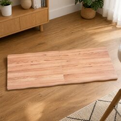 Light Brown Live Edge Solid Oak Wood Table Top 140x60cm