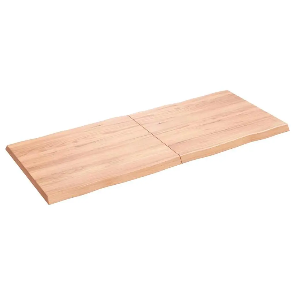 Light Brown Live Edge Solid Oak Wood Table Top 140x60cm