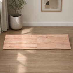 Solid Oak Live Edge Table Top 160x40cm Light Brown