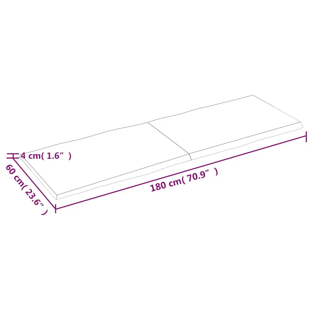 Solid Oak Wooden Folding Table Top with Live Edge 180x60cm