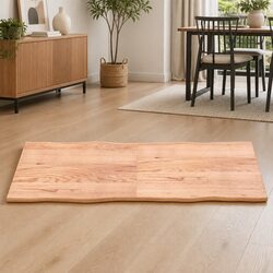 Handcrafted Solid Oak Folding Table Top with Live Edge