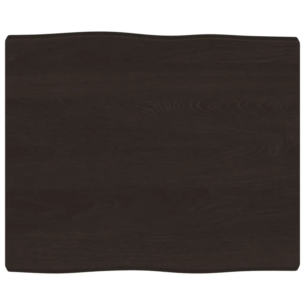 Wooden Table Top Dark Brown Live Edge Solid Oak Wood Replacement Board 60x50cm