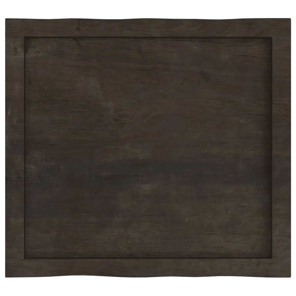 Wooden Table Top Dark Brown Live Edge Solid Oak Wood Replacement Board 60x50cm