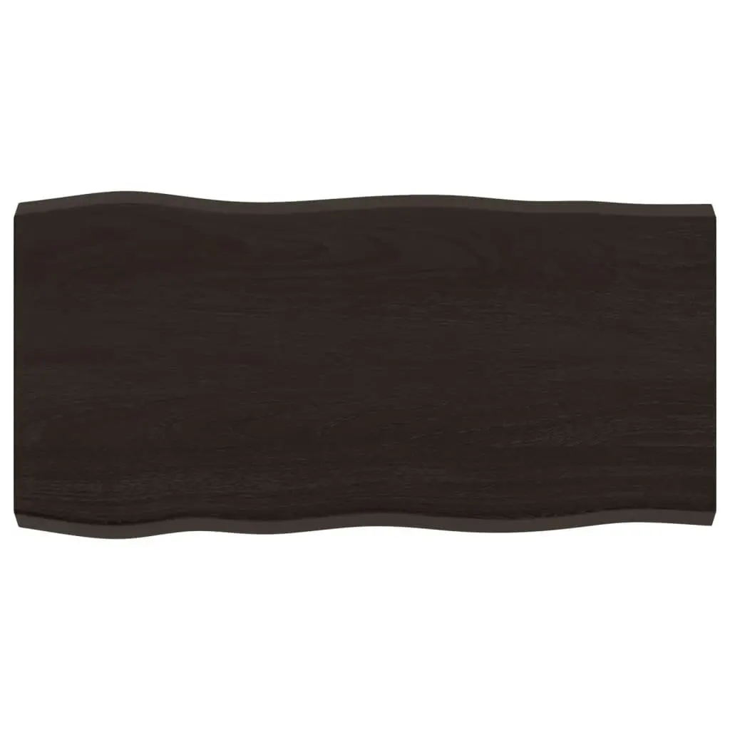 Solid Oak Wood Table Top in Dark Brown, 80x40 cm