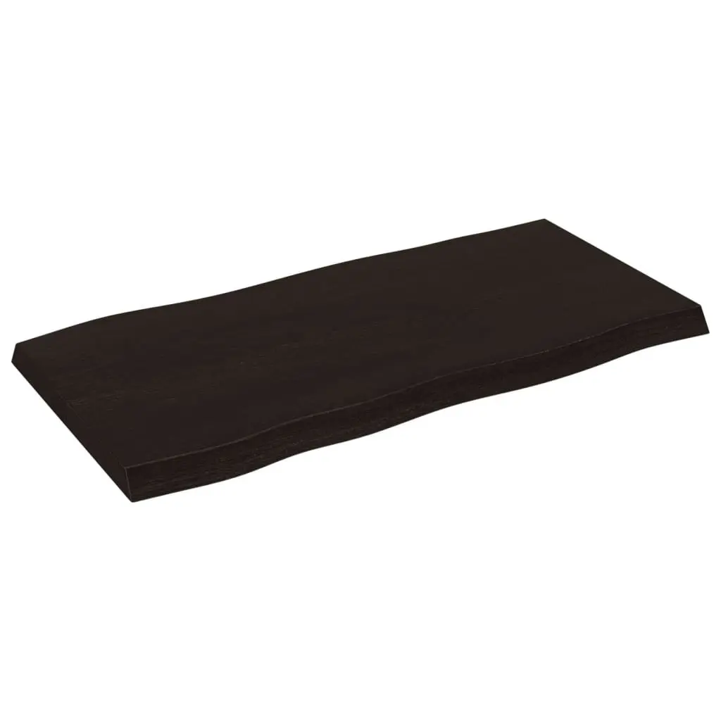 Solid Oak Wood Table Top in Dark Brown, 80x40 cm