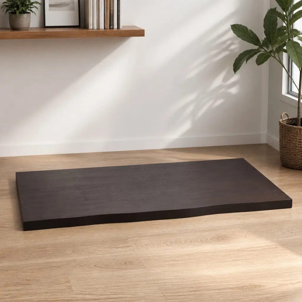 Solid Oak Wood Table Top Dark Brown Live Edge Replacement Board 80x60x2 cm