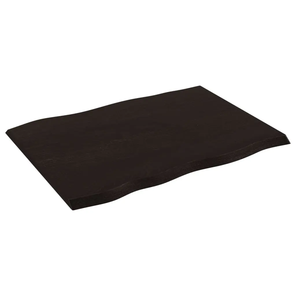 Solid Oak Wood Table Top Dark Brown Live Edge Replacement Board 80x60x2 cm
