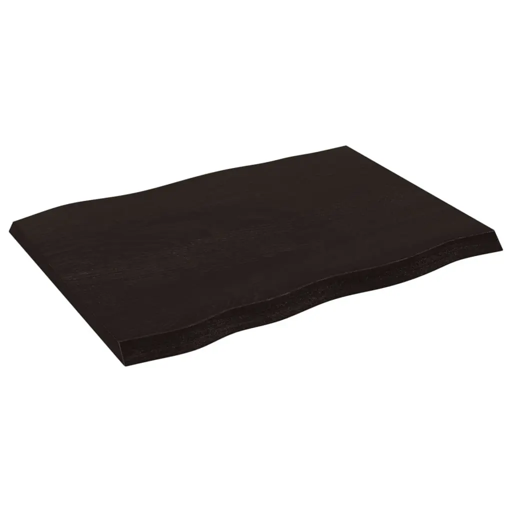 Wooden Table Top Solid Oak Live Edge Dark Brown 80x60cm