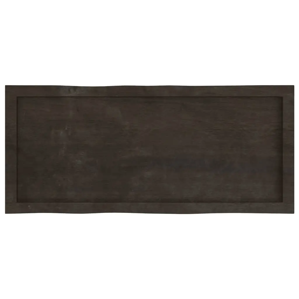 Handcrafted Live Edge Solid Oak Wood Table Top Dark Brown 100cm x 40cm