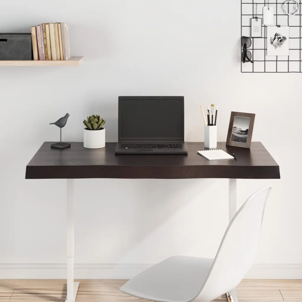 Handcrafted Dark Brown Solid Oak Table Top 100x50cm