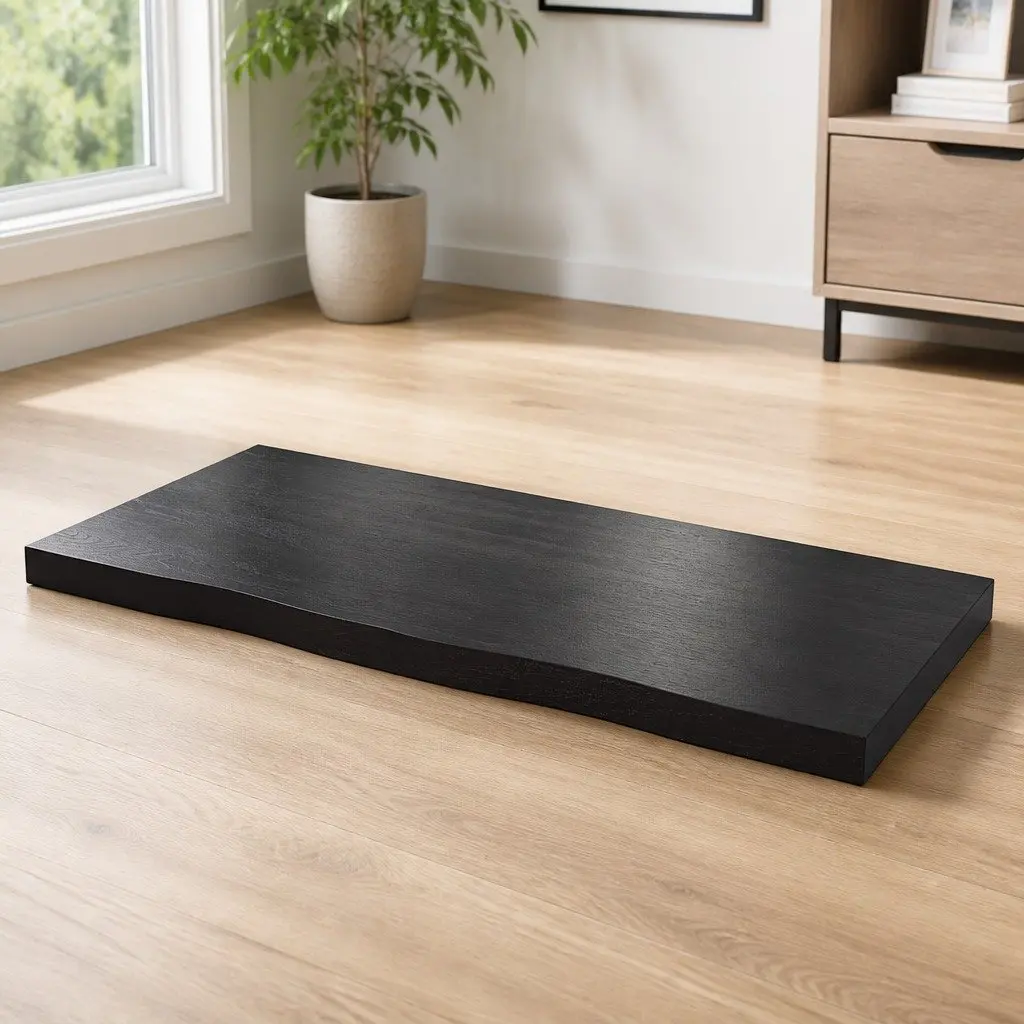 Handcrafted Solid Oak Wood Table Top Live Edge 100x60cm