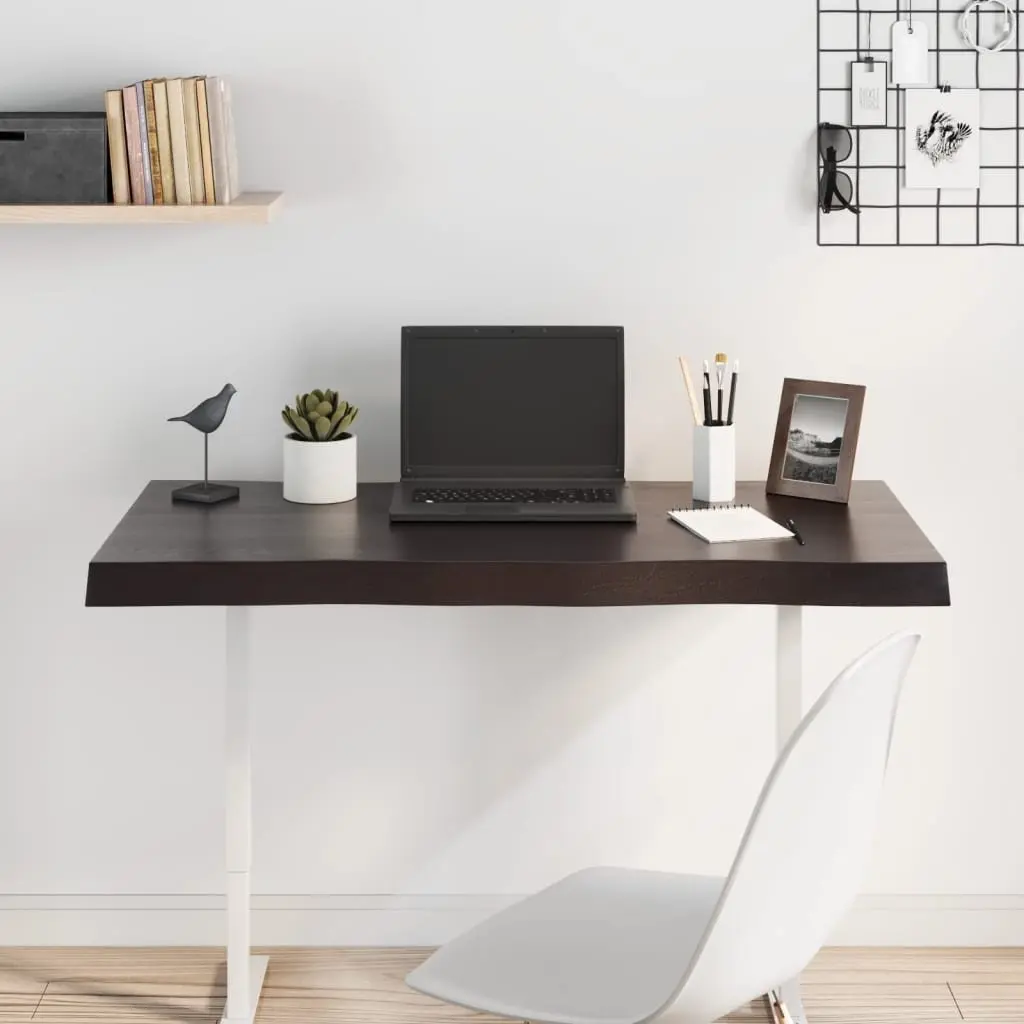 Wooden Tabletop Solid Oak Live Edge Brown 100x60cm Handcrafted Replacement