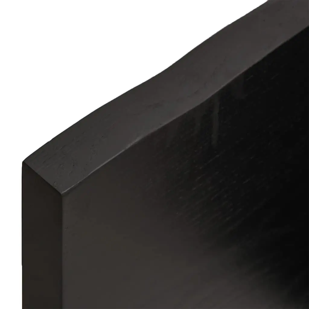 Solid Oak Wood Table Top Dark Brown Live Edge 120x50cm Replacement Treated Board