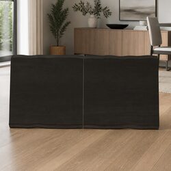 Solid Oak Wood Table Top Live Edge Dark Brown 120x60cm Folding Replacement Board