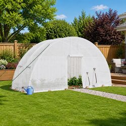 Durable 12m² White Greenhouse with Steel Frame and PE Cover