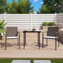 Stylish Brown Outdoor Chairs with Cushions - 2 pcs