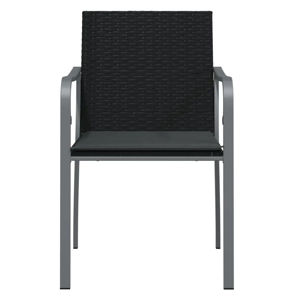Black Poly Rattan Outdoor Chairs with Cushions