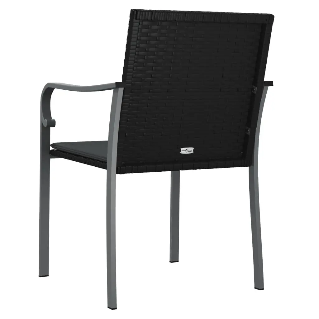 Black Poly Rattan Outdoor Chairs with Cushions