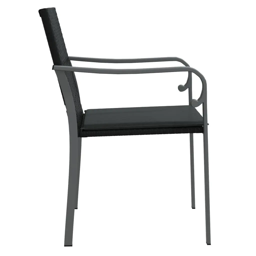 Black Poly Rattan Outdoor Chairs with Cushions