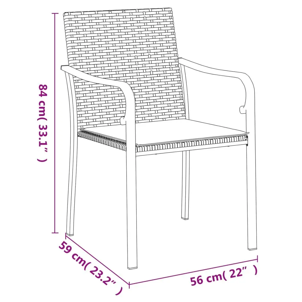 Black Poly Rattan Outdoor Chairs with Cushions