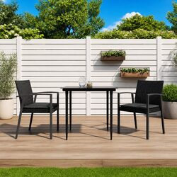 Set of 2 Black Patio Chairs with Cushions